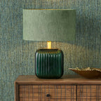Pacific Stellan 30cm Green Slubbed Faux Silk Gold Lined Cylinder Shade 36-068-12GR