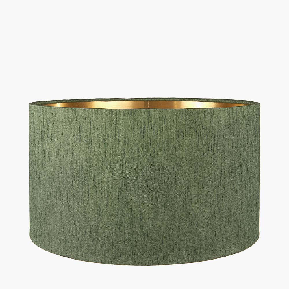 Pacific Stellan 45cm Green Slubbed Faux Silk Gold Lined Cylinder Shade 36-068-18GR