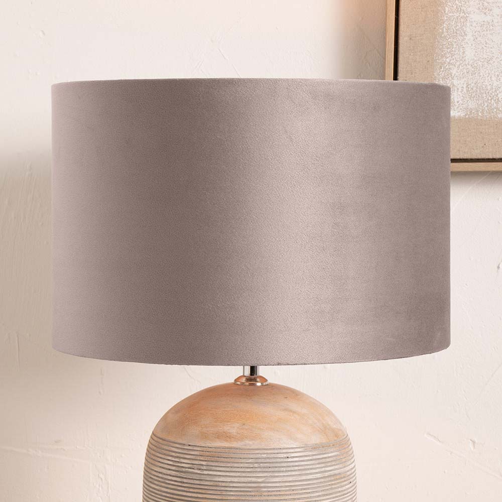 Pacific Rene 35cm Greige Velvet Cylinder Shade 36-069-14GG