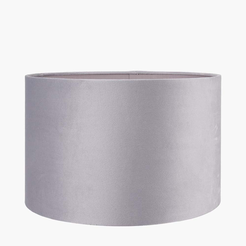 Pacific Rene 45cm Light Grey Velvet Cylinder Shade 36-069-18LG