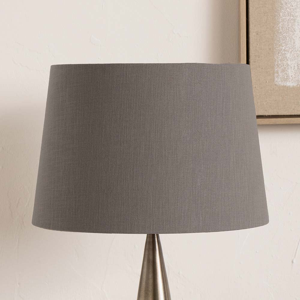 Pacific Lys 45cm Steel Grey Self Lined Linen Tapered Cylinder Shade 36-074-18SG
