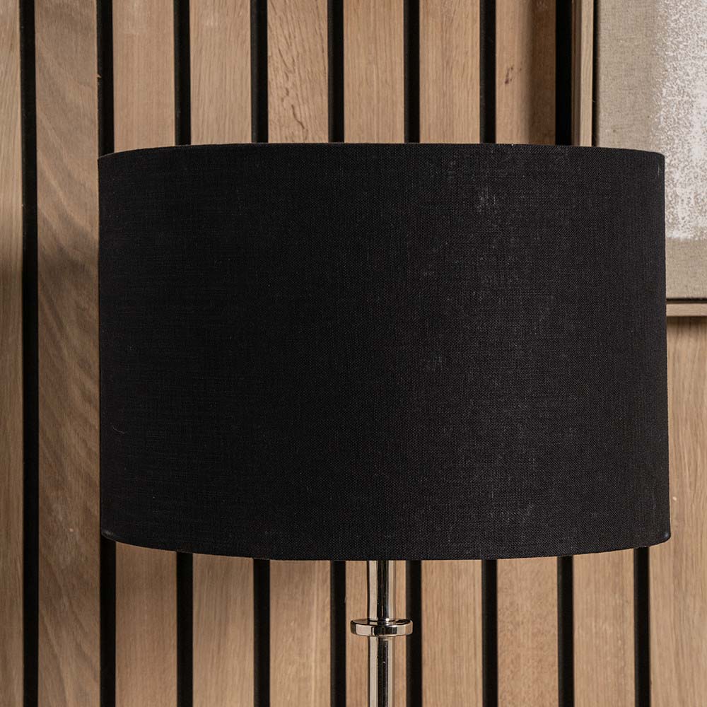 Pacific Lino 25cm Black Self Lined Linen Drum Shade 36-261-10BK
