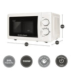 Hamilton Beach HBMX79SSW 20L Manual Microwave With Stainless Steel Cavity-White