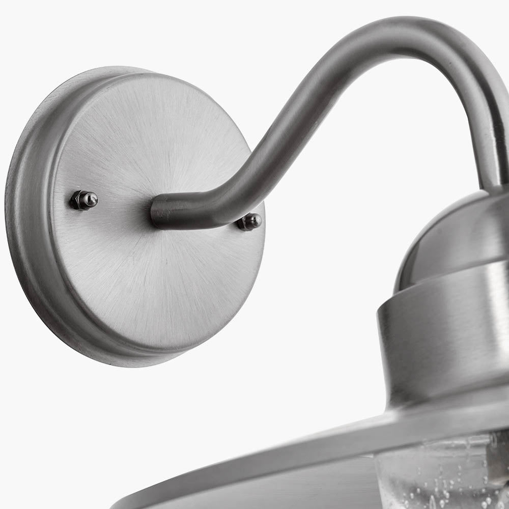 Pacific Lilium Brushed Steel Metal and Glass Fisherman Wall Light 40-012