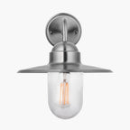 Pacific Lilium Brushed Steel Metal and Glass Fisherman Wall Light 40-012