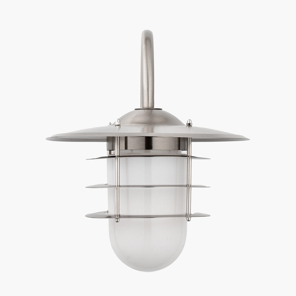 Pacific Centauri Brushed Steel Metal and Opaque Glass Wall Light 40-036