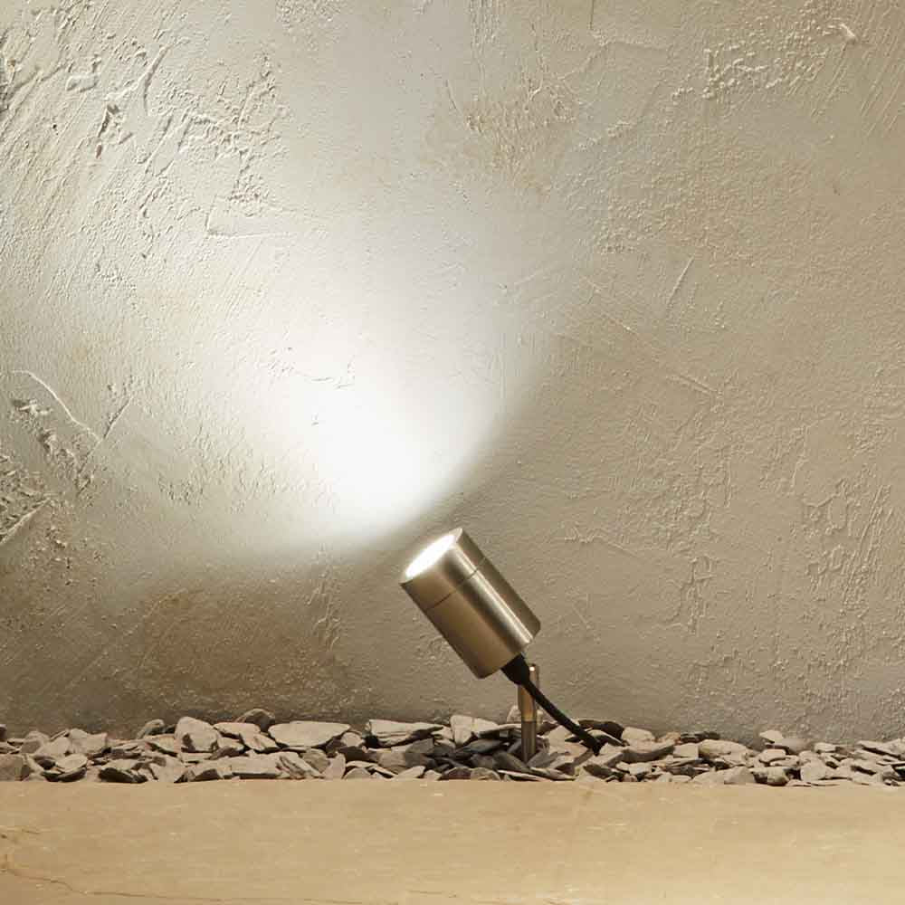 Pacific Lantana Brushed Steel Metal Directional Ground Spike Light 40-047