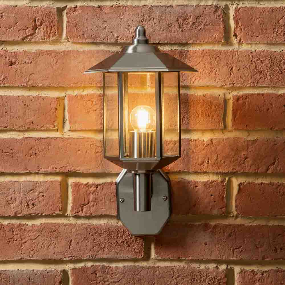 Pacific Bellis Brushed Steel Metal Pagoda Wall Light 40-050