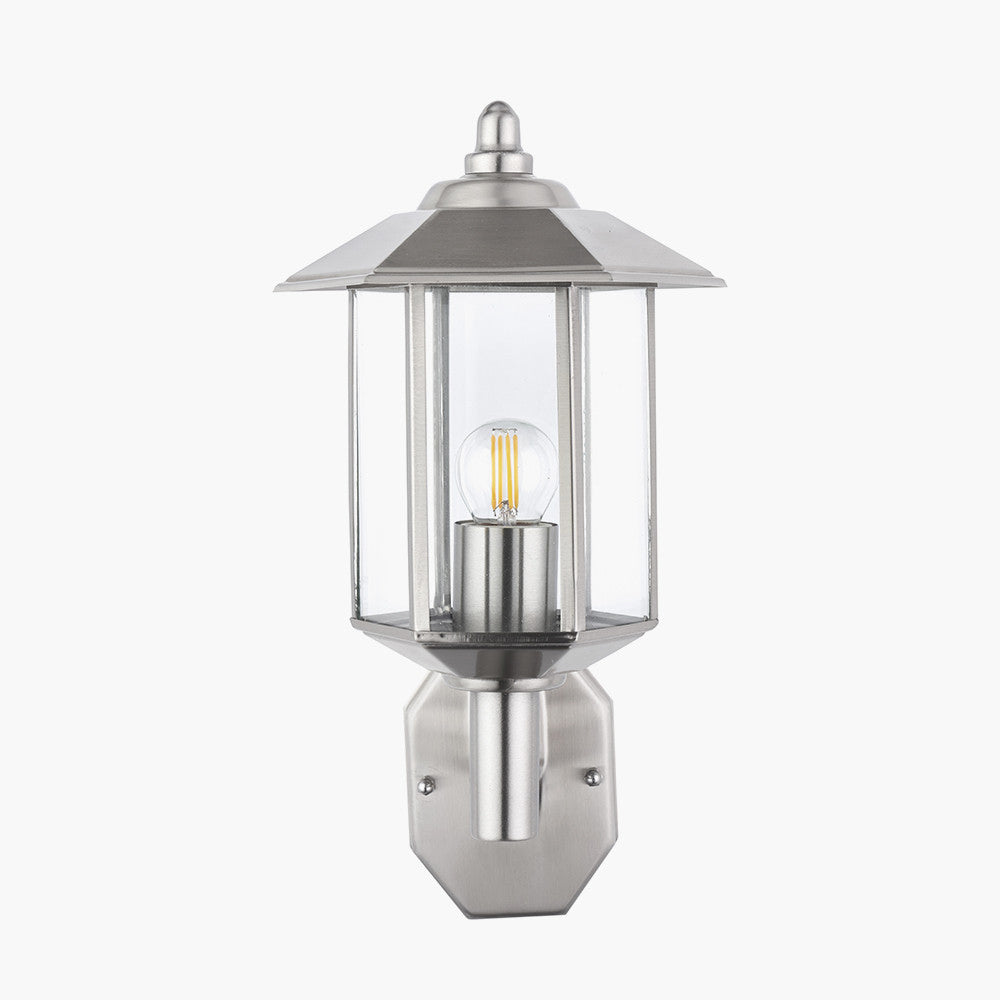 Pacific Bellis Brushed Steel Metal Pagoda Wall Light 40-050