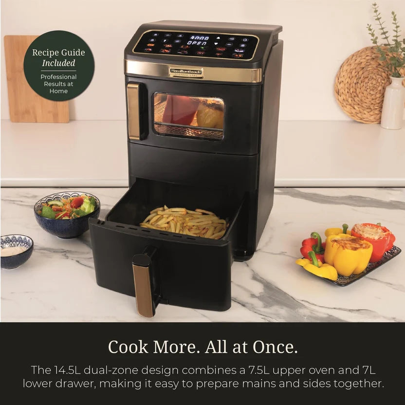 Hamilton Beach Professional HBPA25BK  DualStack 14.5L Air Fryer Oven - Black & Brushed Brass