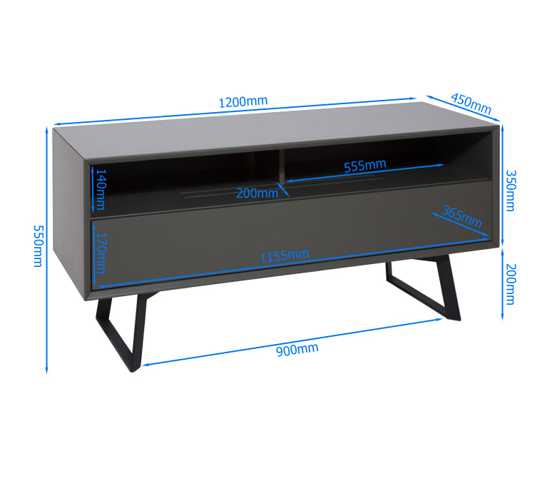 Carbon 1200 <br> TV Stand <br> Grey