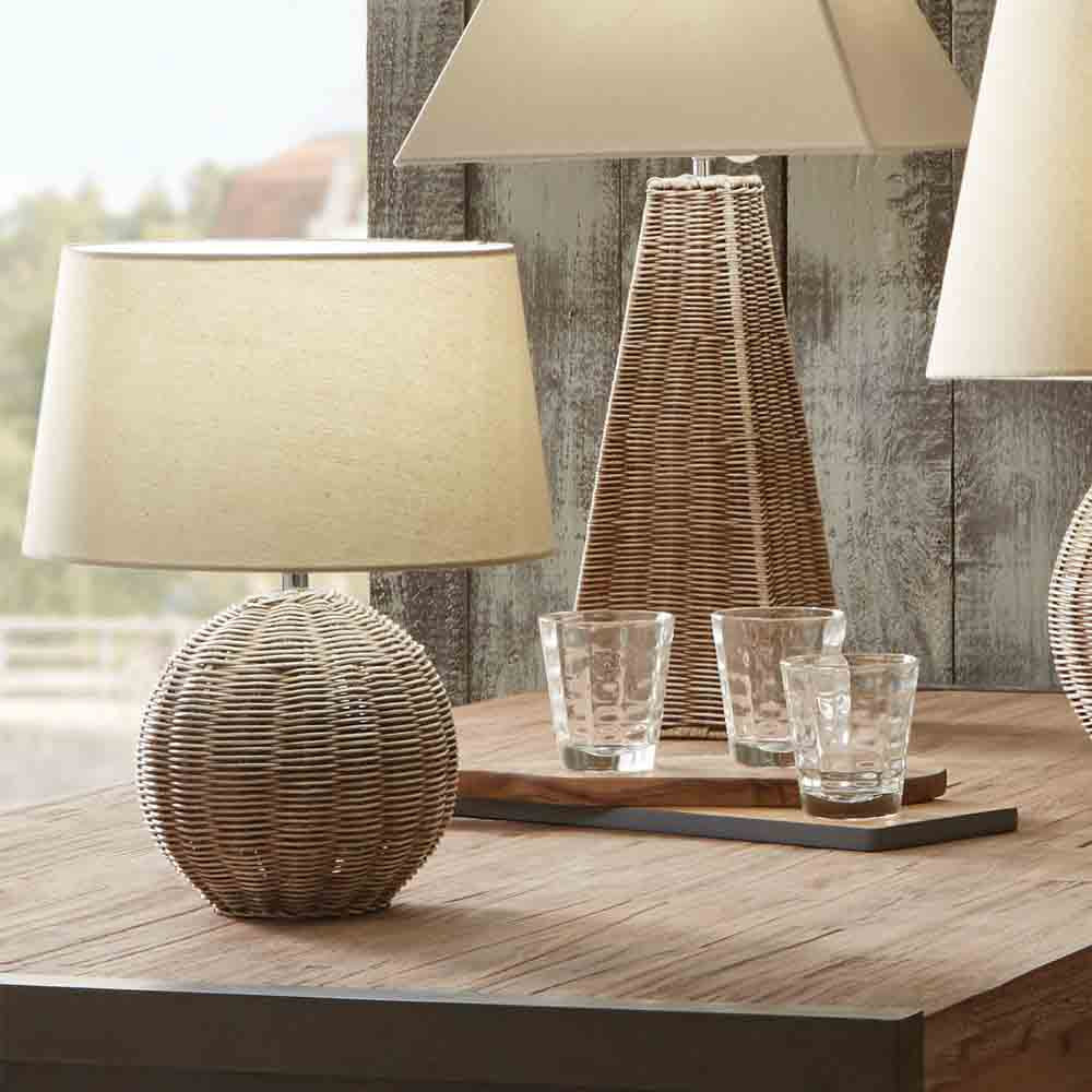 Pacific Raffles Small Rattan Cream Wash Table Lamp 500-C