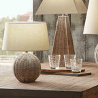 Pacific Raffles Small Rattan Cream Wash Table Lamp 500-C