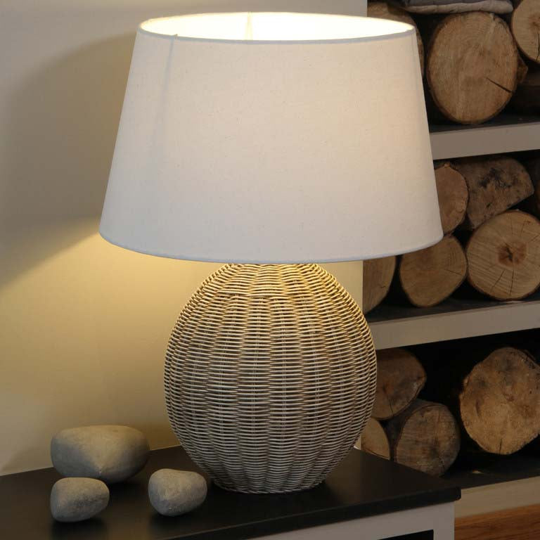 Pacific Raffles Large Rattan Cream Wash Table Lamp 501