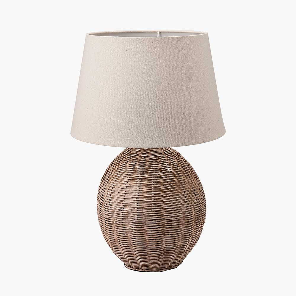 Pacific Raffles Large Rattan Cream Wash Table Lamp with Coast 40cm Cream Calico Tapered Shade 501-PC