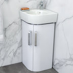 Twyford Selnova Compact Corner Two Door Cabinet & Basin - White