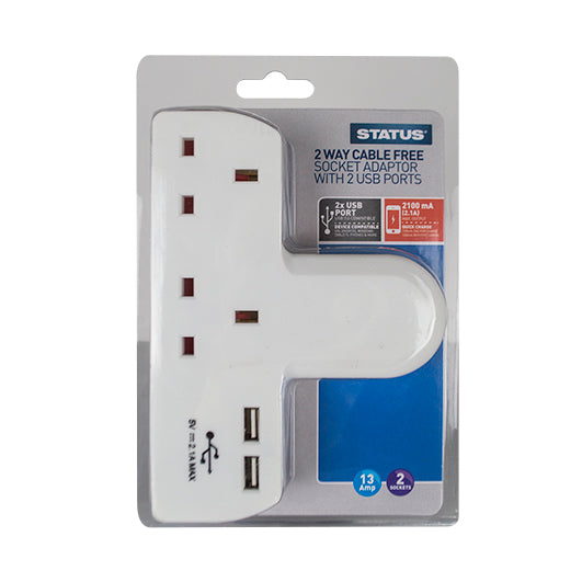 2 Way Cable-Free Socket With 2 USB Ports