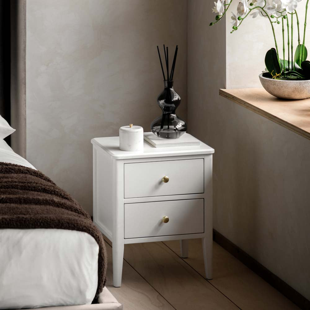 Arla 2 Drawer Bedside Table White