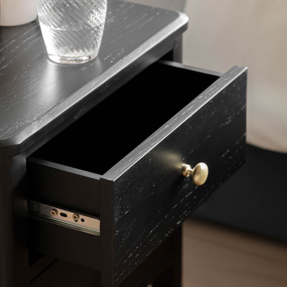 Arla 2 Drawer Bedside Table Black