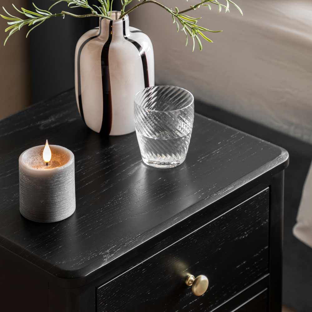 Arla 2 Drawer Bedside Table Black