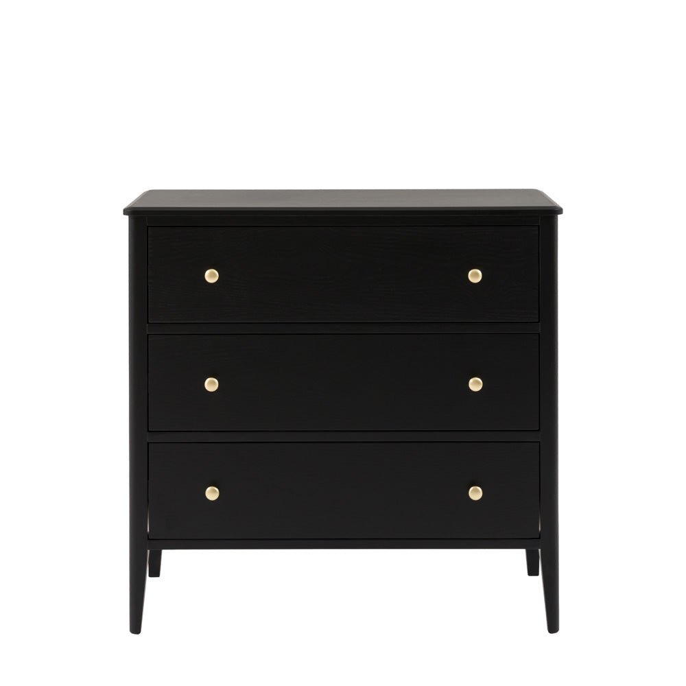 Arla 3 Drawer Chest of Drawers Black