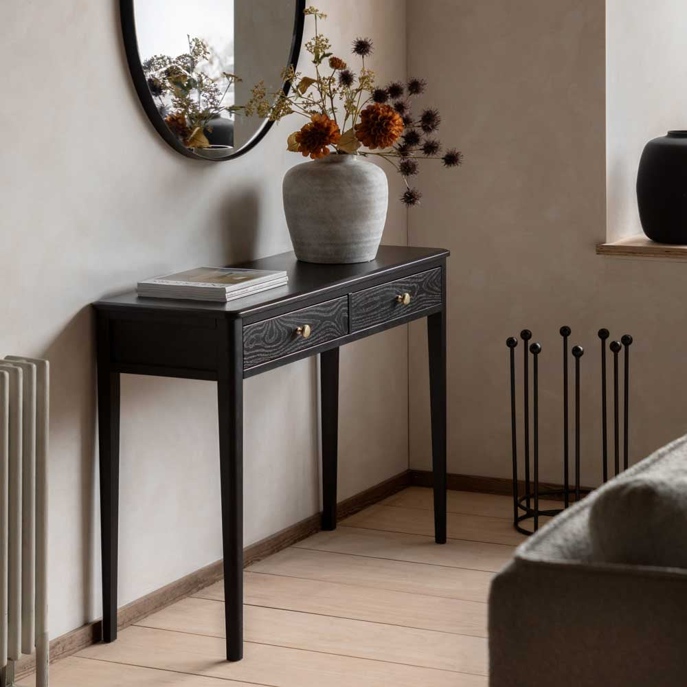 Arla 2 Drawer Console Table Black