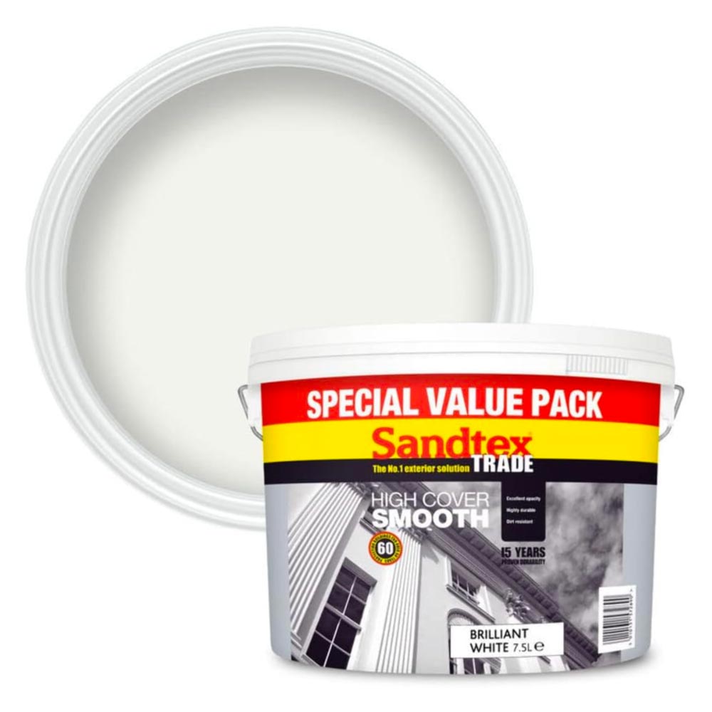Sandtex Trade High Cover Smooth Masonry - Brilliant White 7.5L