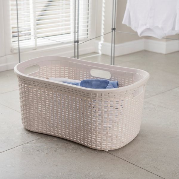 Addis Rattan Laundry Basket 40L Hipster Calico 515625
