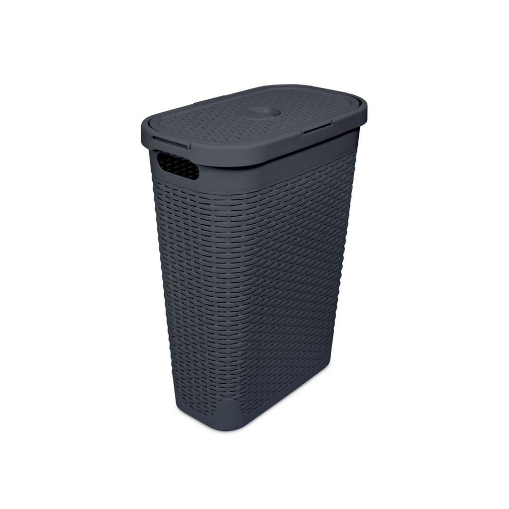 Addis Rattan Slim Laundry Hamper 40L Charcoal 517486