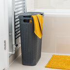 Addis Rattan Slim Laundry Hamper 40L Charcoal 517486