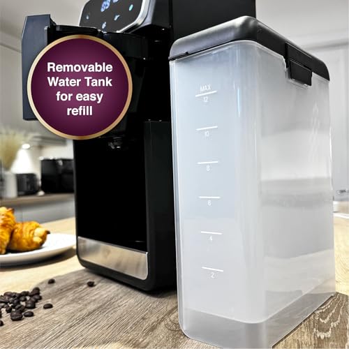 Andrew James Coffee Machine Bean to Cup Filter Ground Coffee Built-In Grinder Programmable