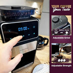 Andrew James Coffee Machine Bean to Cup Filter Ground Coffee Built-In Grinder Programmable