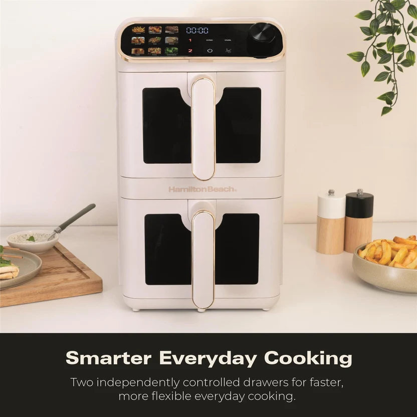 Hamilton Beach HBA12ST DualStack 11L Smart Air Fryer - Stone & Brushed Brass
