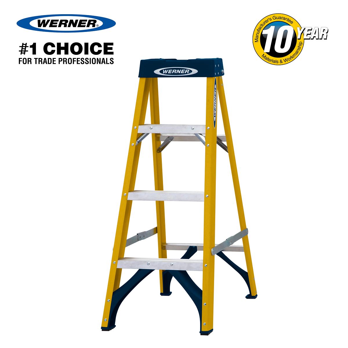 Werner Fibreglass 4 Tread Swing Back Step Ladder