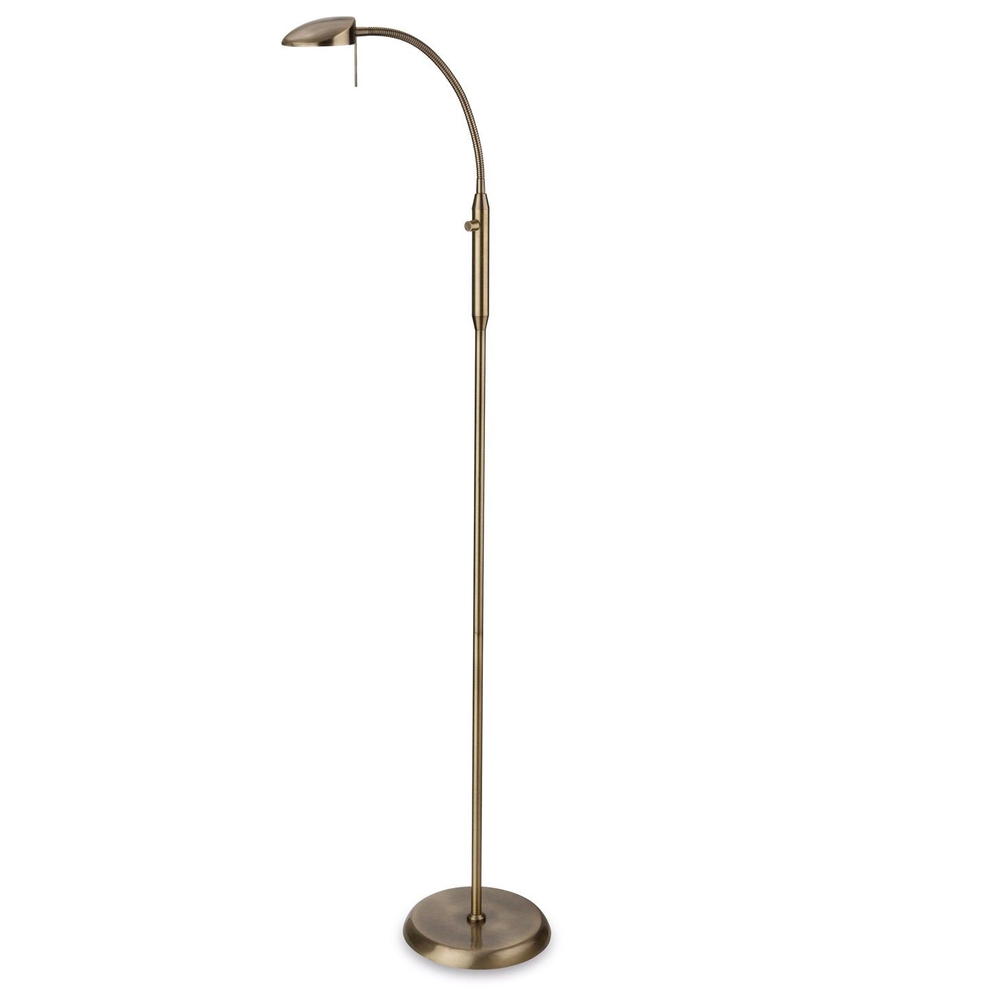 LED Antique Brass Floor Lamp with Rotary Dimmer