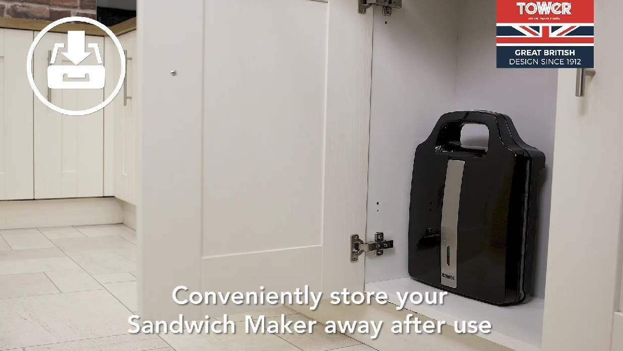 Tower T27021 1600W 4 Slice Deep Fill Sandwich Maker - Black