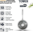 Tower T900216 Cerastone Pro 20cm Forged Saucepan with Tempered Glass Lid - Graphite