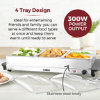 Tower T16151 4 Tray Buffet Server - Silver