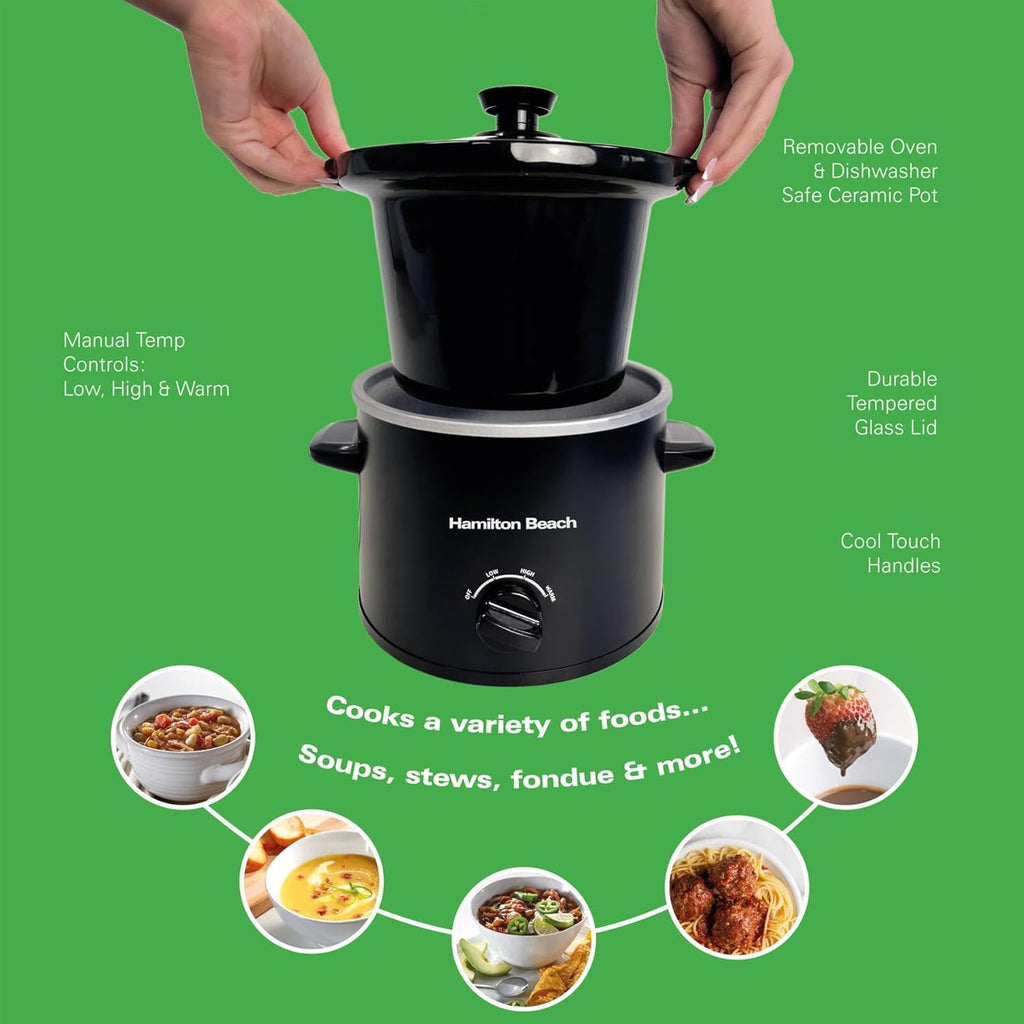 Hamilton Beach HBSC020B The Mighty Mini 1.8L Slow Cooker - Black