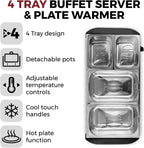 Tower T16151 4 Tray Buffet Server - Silver