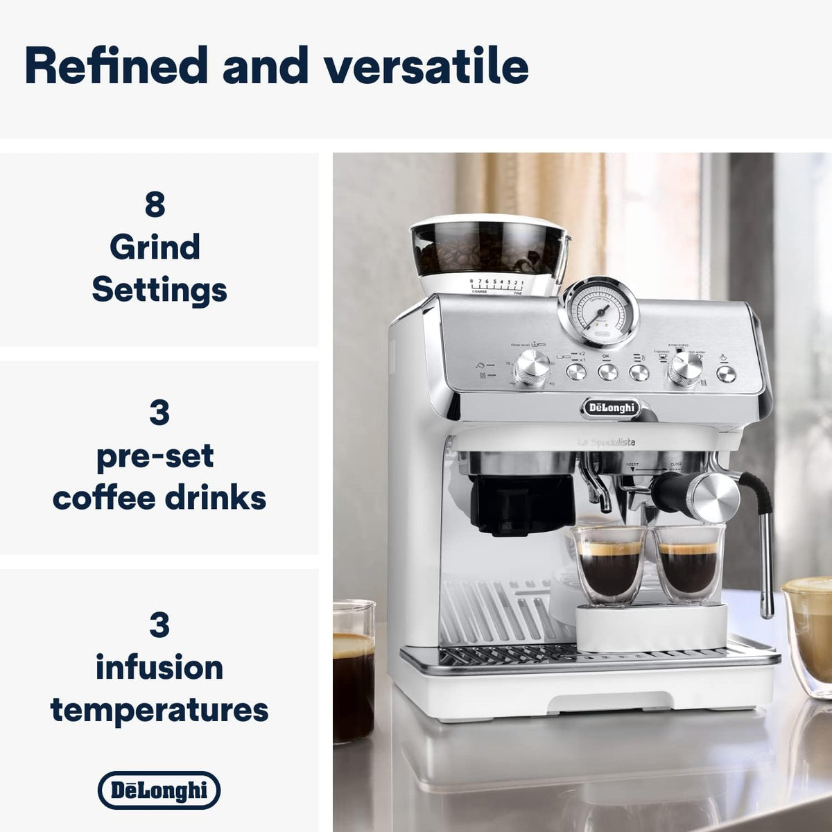 Delonghi EC9155.W La Specialista Arte Espresso Coffee Machine with Integrated Burr Grinder - White