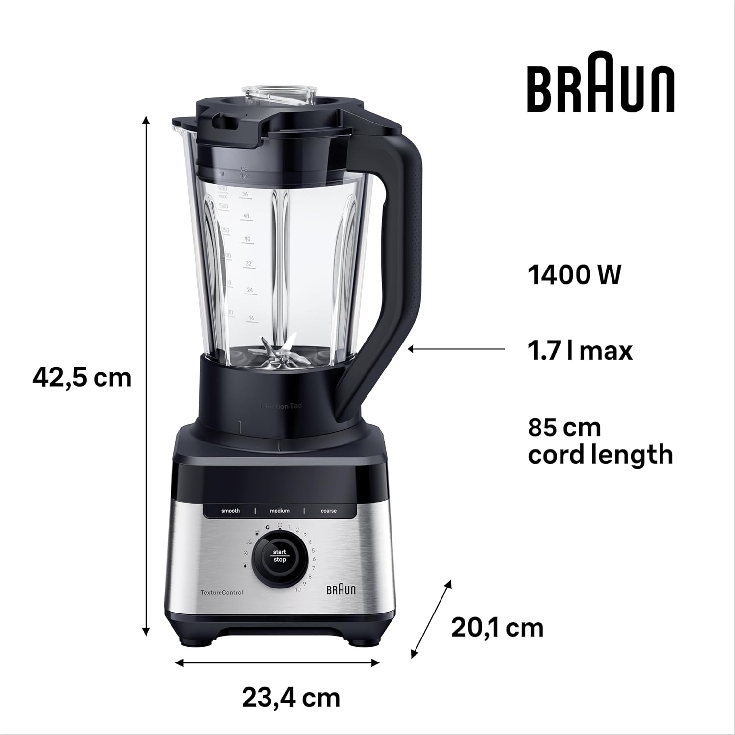 Braun JB7551BK 1400W 1.7L Powerblend 7 Jug Blender