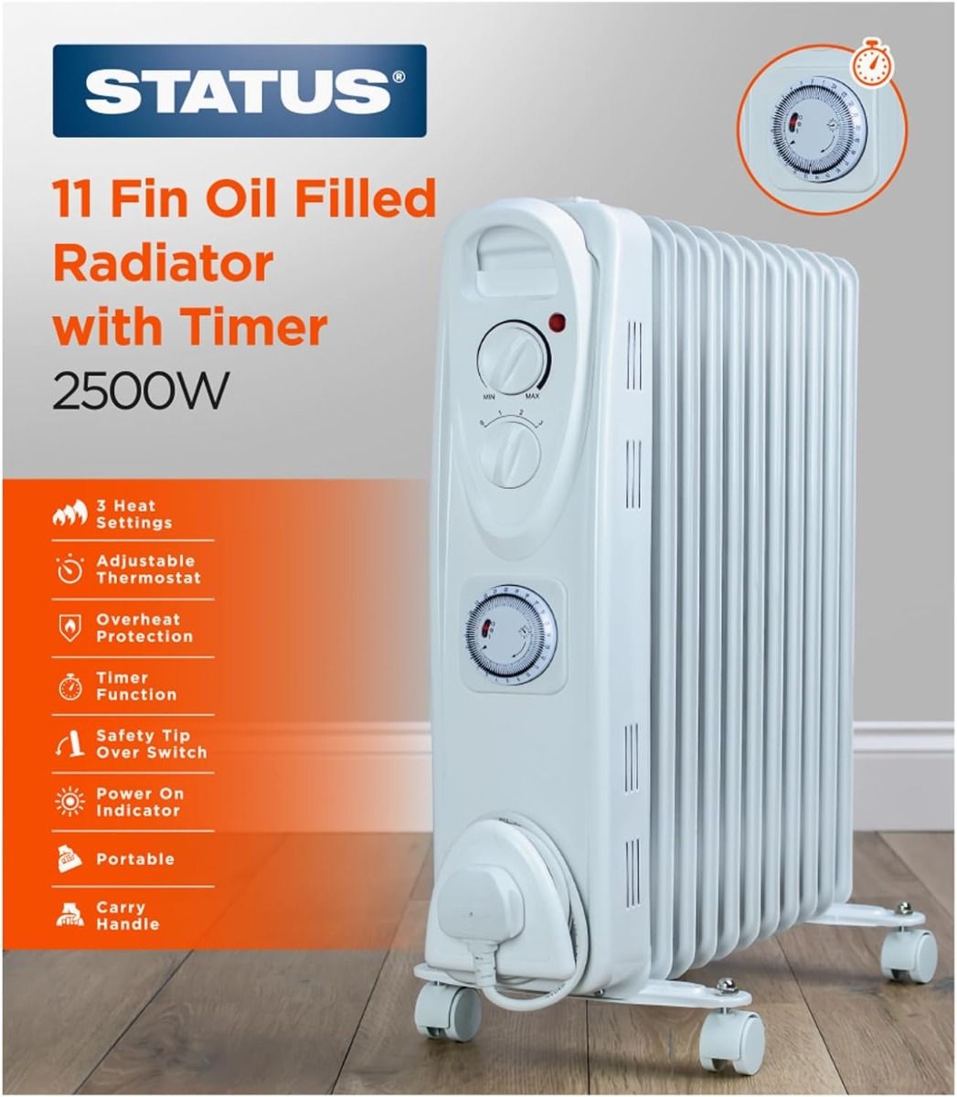 Status  OFH11-2500WT1PKB Oil Filled Radiator 2500 Watts