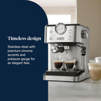 Delonghi EM450M Classic Manual Coffee Machine-Stainless Steel/Metal