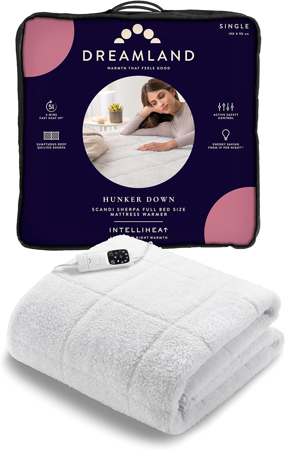 Dreamland 16694C Scandi Sherpa Under Blanket Single