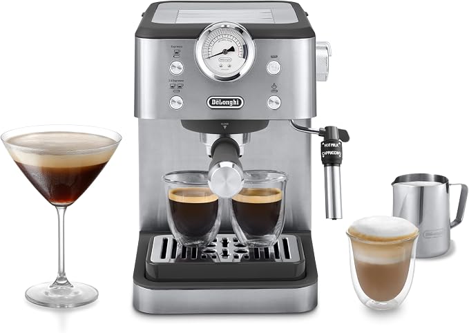 Delonghi EM450M Classic Manual Coffee Machine-Stainless Steel/Metal