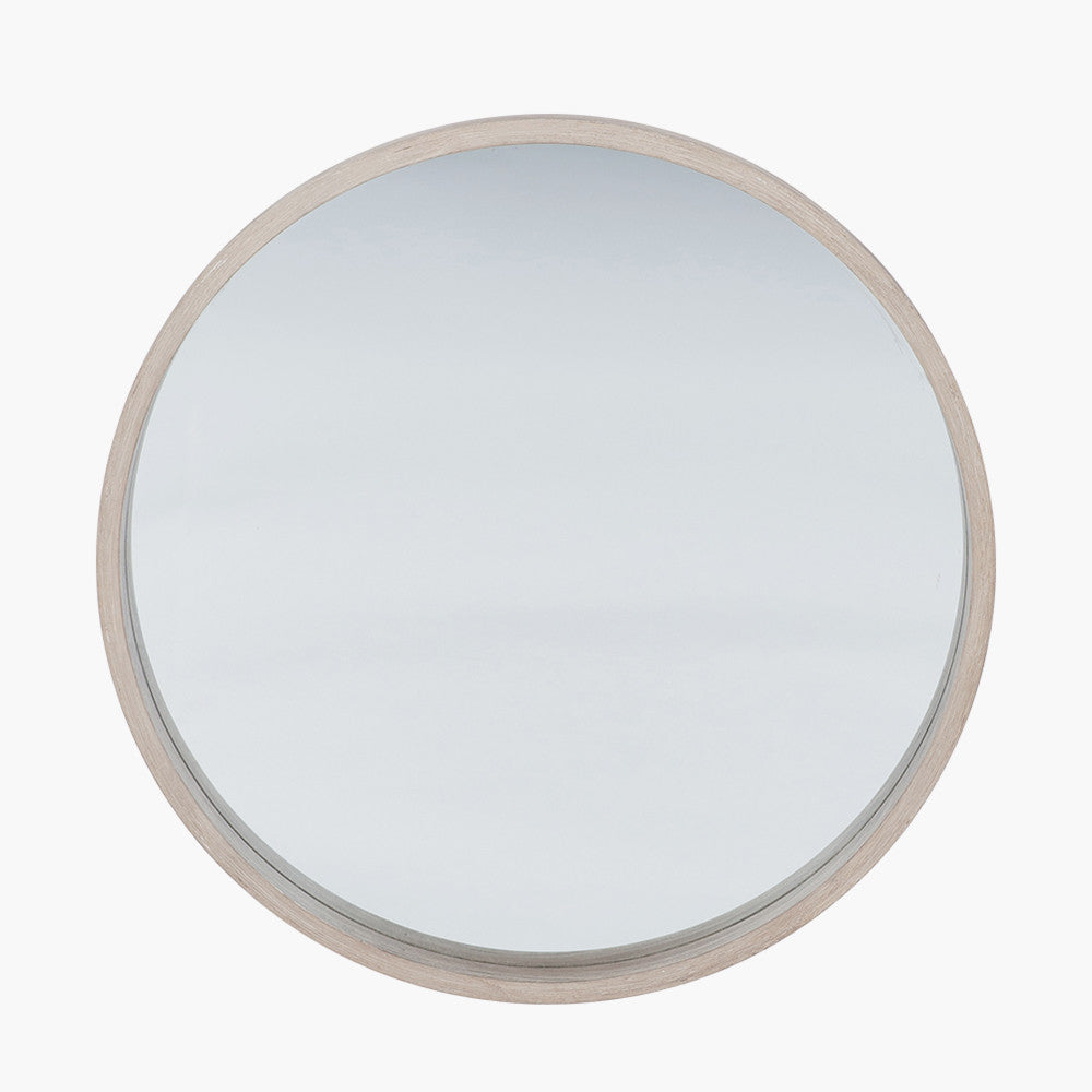 Natural Wood Round Mirror