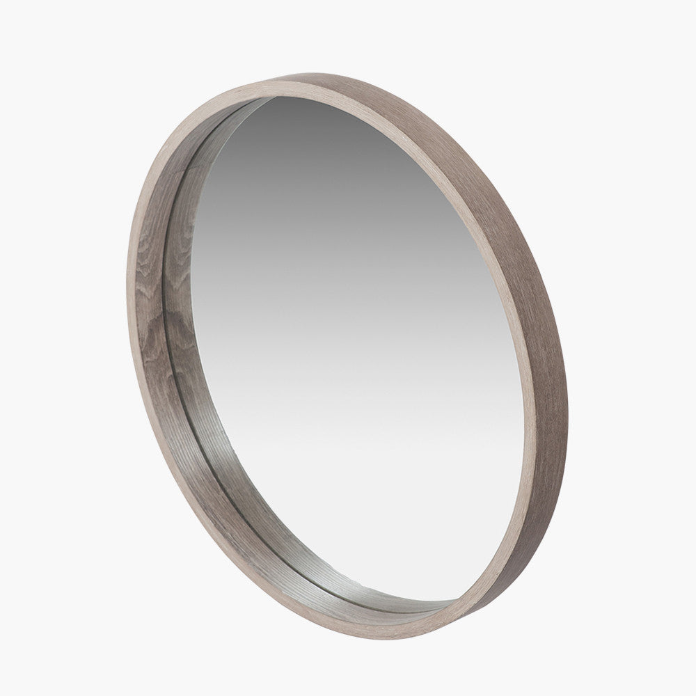 Natural Wood Round Mirror