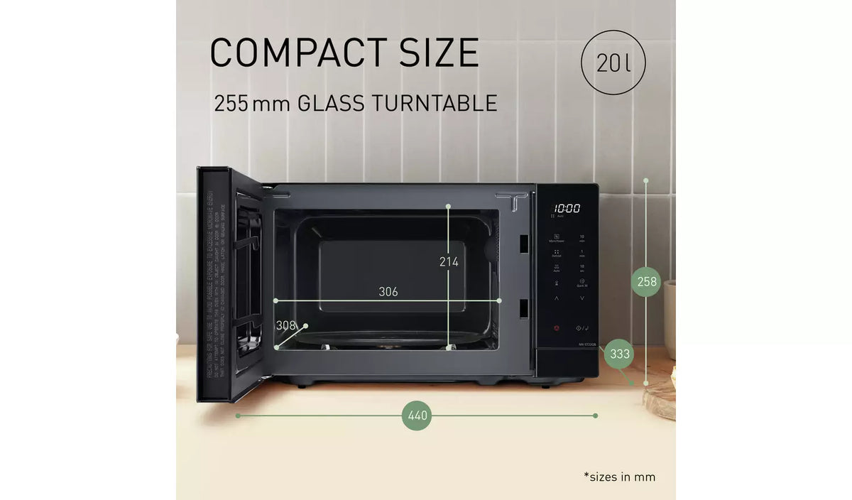 Panasonic NN-ST22QBBPQ 20L 800W Standard Microwave - Black