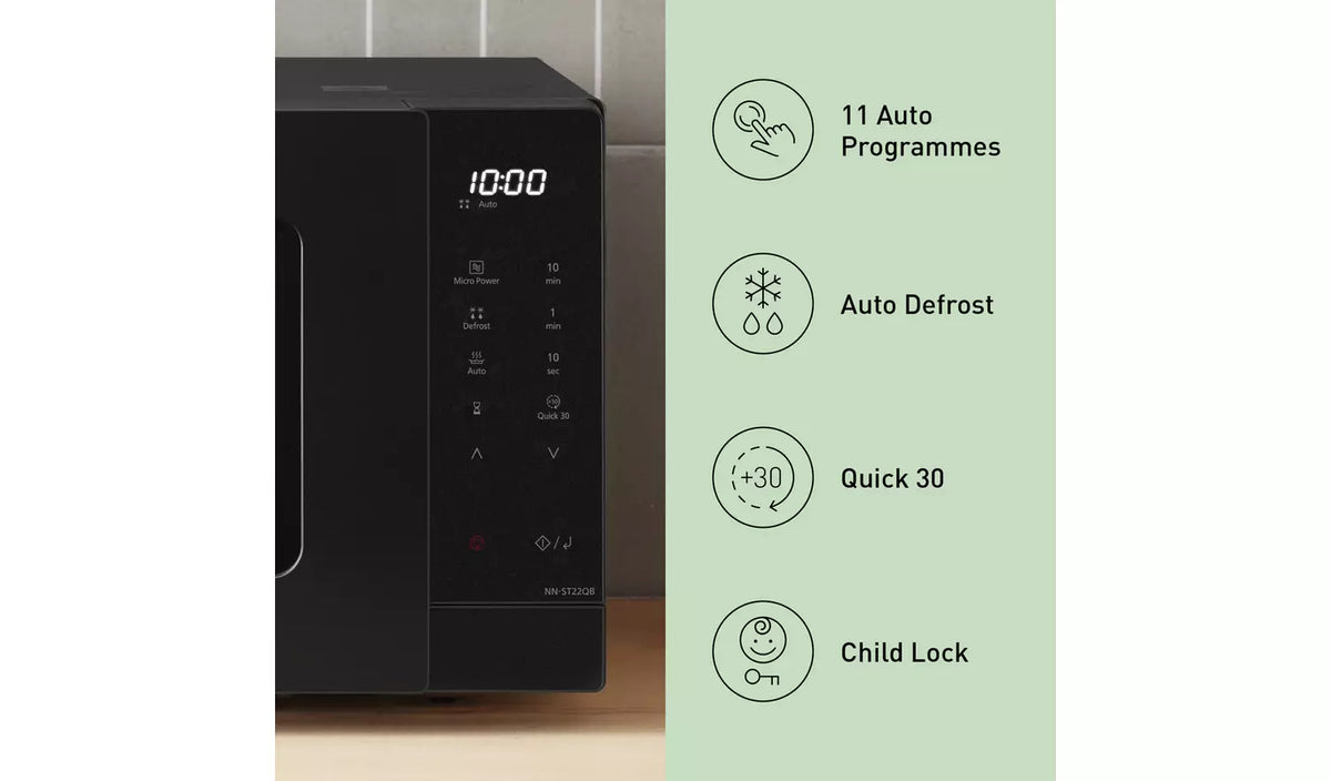 Panasonic NN-ST22QBBPQ 20L 800W Standard Microwave - Black